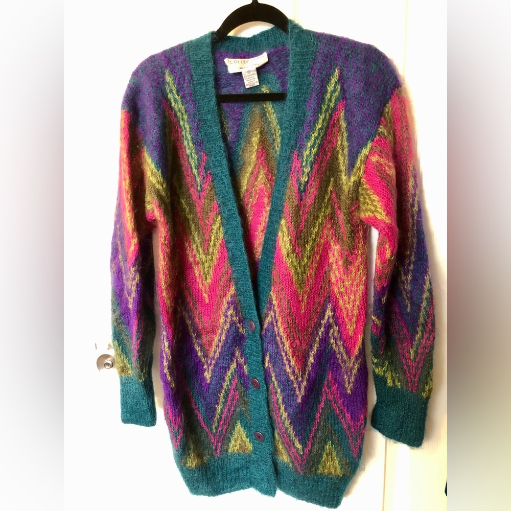 S Mohair Rainbow Cardigan 80s Vintage